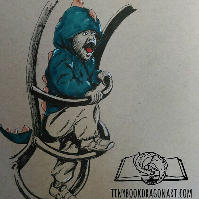 Rarrrr!Inspired by @redwoodapple s adorable little #Dragon (or #dinosaur -whichever he prefers). .#blickartmaterials #marker , #copic and #prismacolor #ink on #strathmore #tonedpaper .#drawing #sketch #sketchart #rarr #roar #toddler #monster #child #play #unschooling #homeschool #pretendplay #pretend #art #illustration #kidlitart