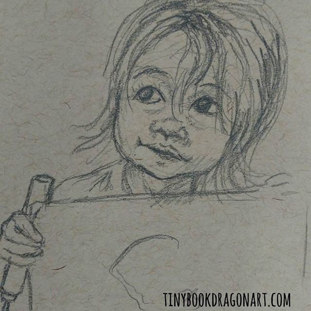 Inspired by my friend @staciemahoe 's adorable waif of a child. (None of her kids are actually waiflike but her youngest has these huge eyes....).#art #drawingpractice #sketchbook #sketch #child #kidlitart #childrensillustration #drawing #toddler #eyes