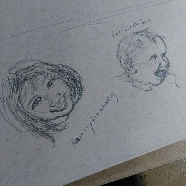 Today's #instagramkids #sketch inspired by @ramseyfunschooling  and @rachelvictoriaw . Just quick #sketches after a super busy day.##drawing on #strathmore #tonedpaper #art #illustration #children #sketchbook #baby