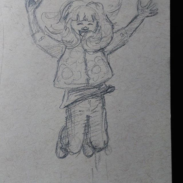 Today's #instagramkids #sketch inspired by @fisherfamadventures gorgeous photo. #pencil on #strathmore #tonedpaper #illustration #kidlit #kids #art #drawing #pencilsketch #expressions #jump #excited #joy #child #sketchbook