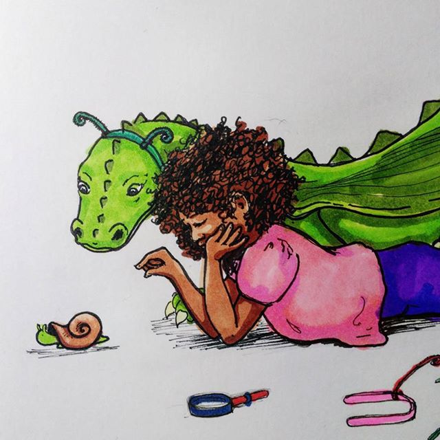 Almost done. #wip #danadreamedadragon #watchingsnails #illustration for my very own #childrensbook .  #copic #blickartmaterials #marker #prismacolor and copic #ink.  #drawing #art #artist #illustratorsoninstagram #illustrators #kidlitart #childrensbookillustration #snail #dragon #dragonbook