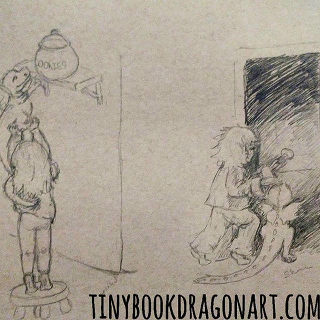 Still sick. Beh. Better though so there is that. Managed to do yesterday and today's #drawingchallange . Day 9 was #uplift and day 10 is #shine for #thesketchcollective #febdrawingchallenge2017 .Georgiana and Mungo the Destroyer getting up to some mischief..#pencilsketch #mungothedestroyer #strathmore #tonedpaper #art #drawing #illustration #kidlitart #childrensbook #picturebook #dragon #pretendfriend #monsterunderthebed