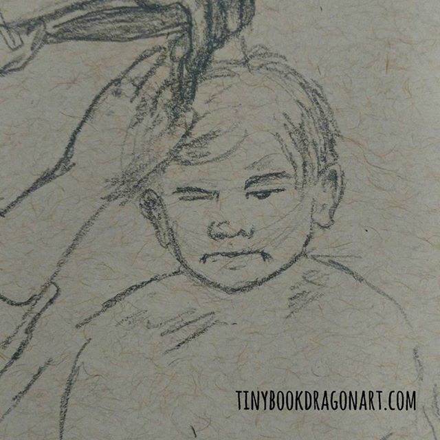 Inspired by Finnegan Danger and his brilliant scowl. @espressoandtequila .#sketchbook #sketches #art #drawingpractice #drawingchallange #warmup #pencilsketch #child #haircut #scowl #grump #kidlitart #illustration