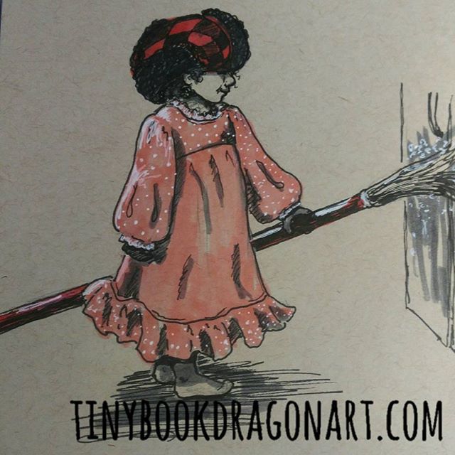 Colorized so you get the full on toddler logic: hat and nightgown now sweep the fridge. :) @tracilouwho #art #ink #prismacolor #toddler #toddlerlogic #toddlerfashion #illustration #child #play #magicalchildhood  #blickartmaterials