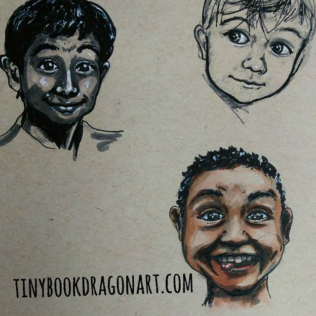 Playing with #expressions and #lighting . And remembered after first two that I have the #copic skintone marker set. So played with that two. I am not nearly as comfortable with #marker as with Watercolor..#grin #joy #shy #sketchbook #sketches #pride #ink #prismacolor #drawingpractice #dailysketch #drawing #art #kidlitart #children